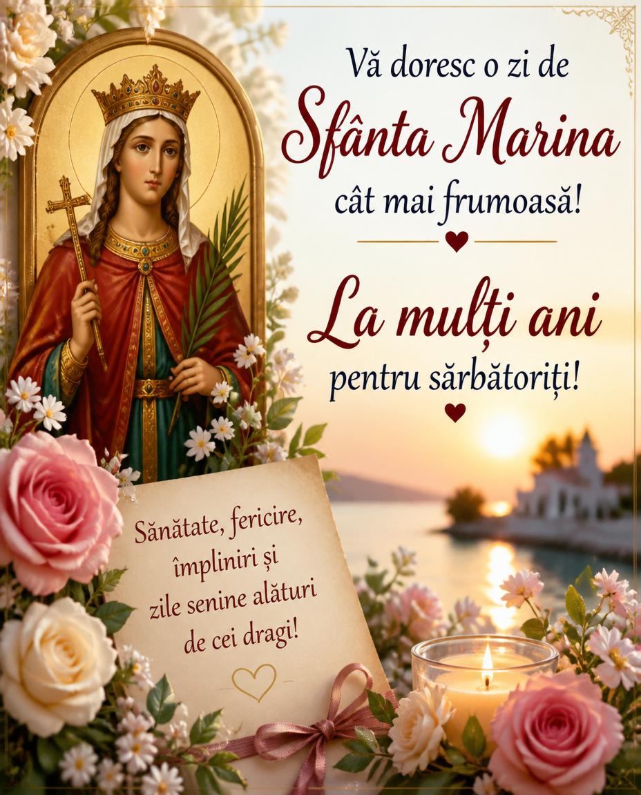 Va doresc o zi de Sfânta Marina cat mai frumoasa! La multi ani pentru sarbatoriti!