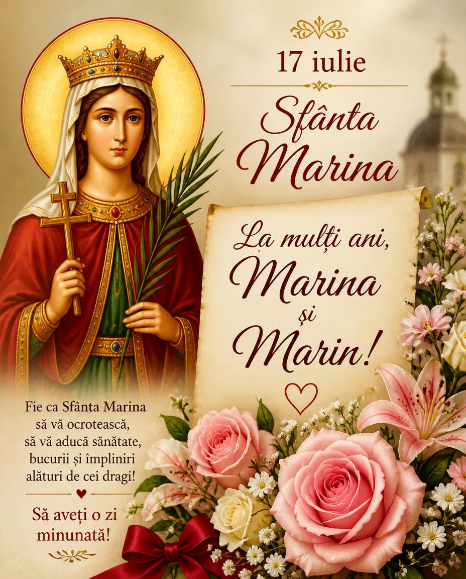 17 iulie - Sfânta Marina La mulți ani, Marina și Marin!