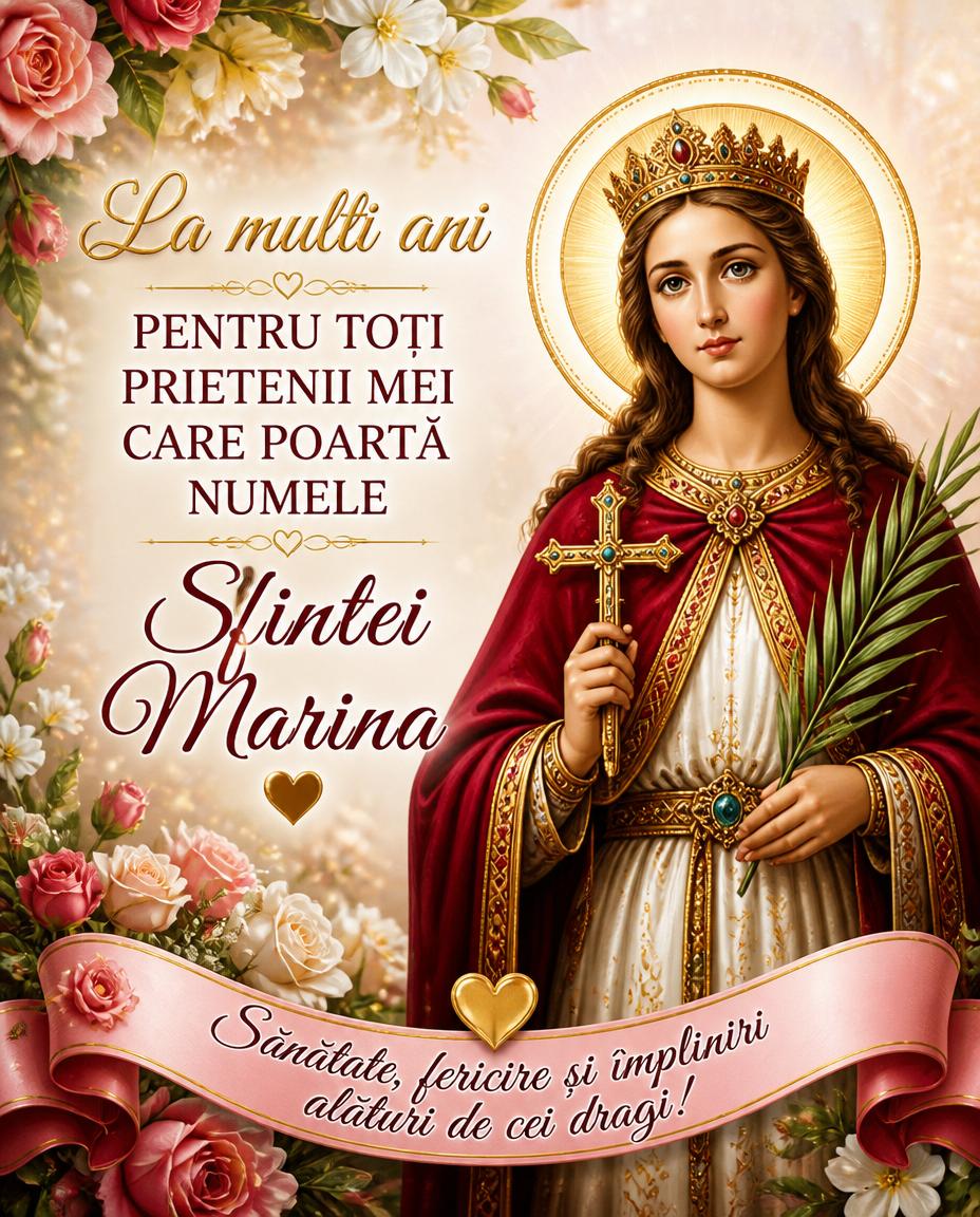 La multi ani pentru toti prietenii mei care poarta numele Sfintei Marina!