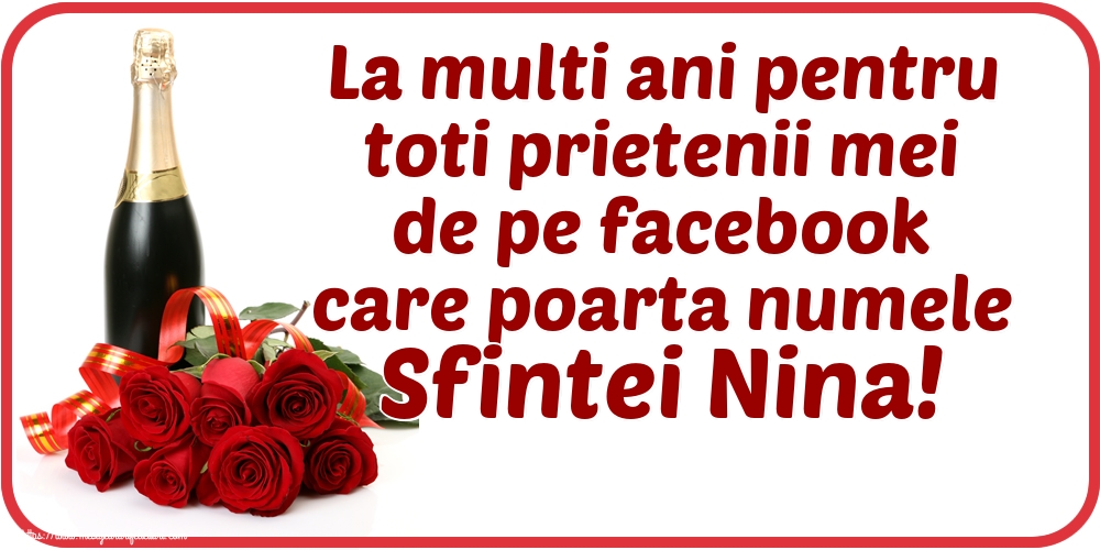 La multi ani pentru toti prietenii mei de pe facebook care poarta numele Sfintei Nina!