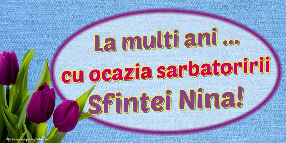 La multi ani ... cu ocazia sarbatoririi Sfintei Nina!