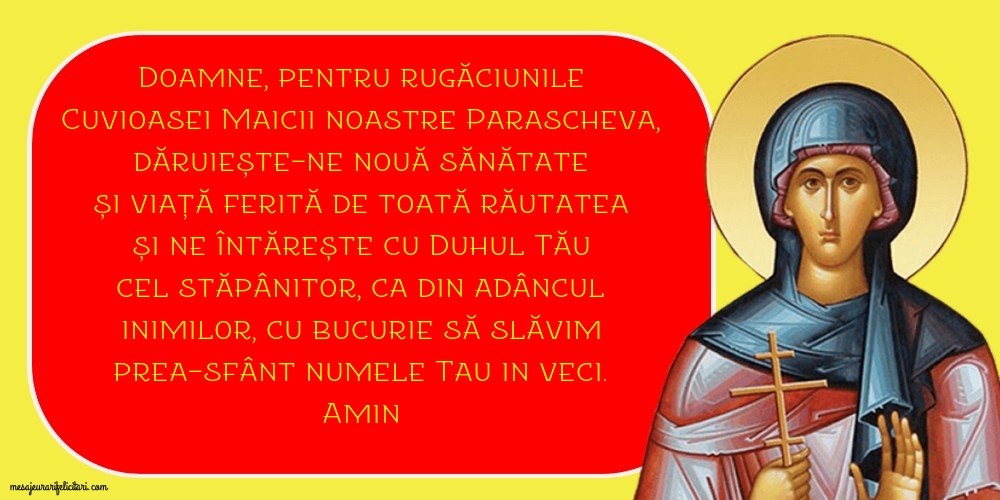 Felicitari de Sfanta Parascheva - 14 octombrie Sfanta Cuvioasa Parascheva de la Iasi - mesajeurarifelicitari.com