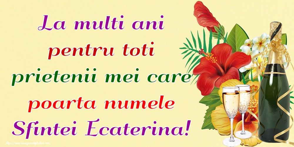 Felicitari de Sfanta Ecaterina - La multi ani pentru toti prietenii mei care poarta numele Sfintei Ecaterina! - mesajeurarifelicitari.com