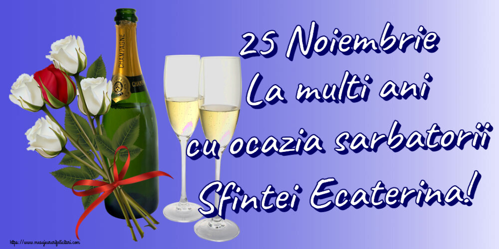 25 Noiembrie La multi ani cu ocazia sarbatorii Sfintei Ecaterina! ~ 4 trandafiri albi și unul roșu