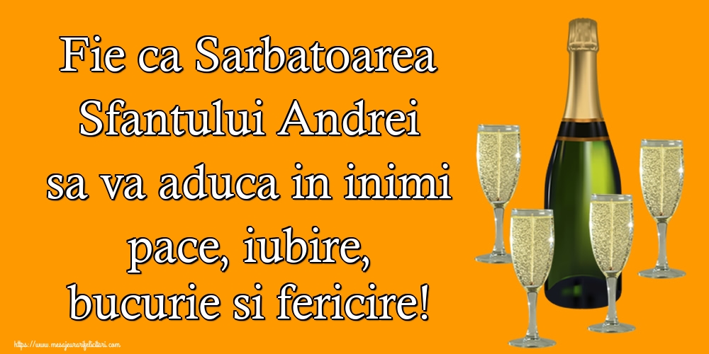 Fie ca Sarbatoarea Sfantului Andrei sa va aduca in inimi pace, iubire, bucurie si fericire!