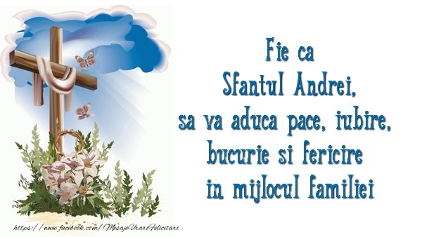 Fie ca Sfantul Andrei sa va aduca pace, iubire, bucurie si fericire in mijlocul familiei