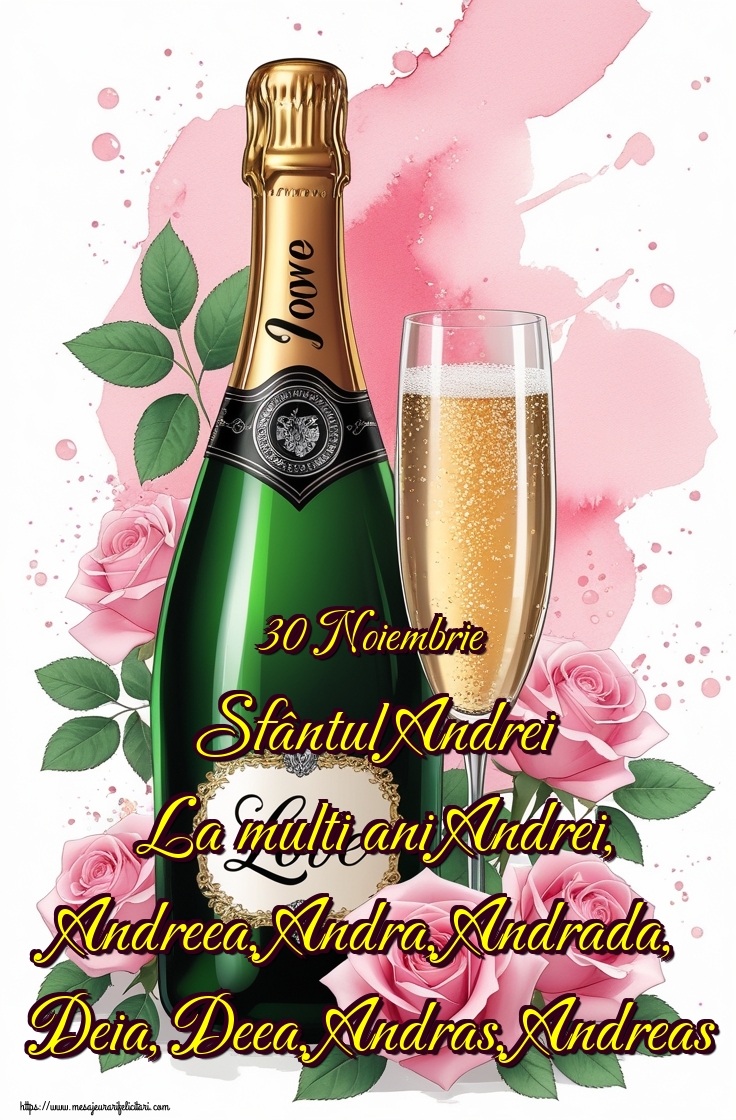 30 Noiembrie Sfântul Andrei La multi ani Andrei, Andreea, Andra, Andrada, Deia, Deea, Andras, Andreas