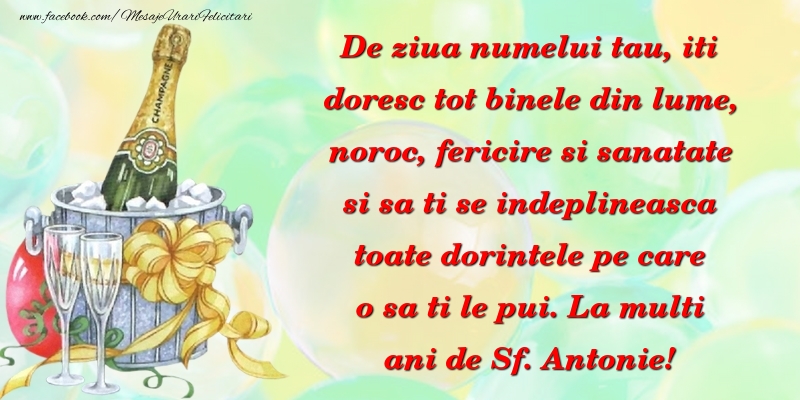 Felicitari de Sfantul Antonie cel Mare - La multi ani de Sf. Antonie! - mesajeurarifelicitari.com