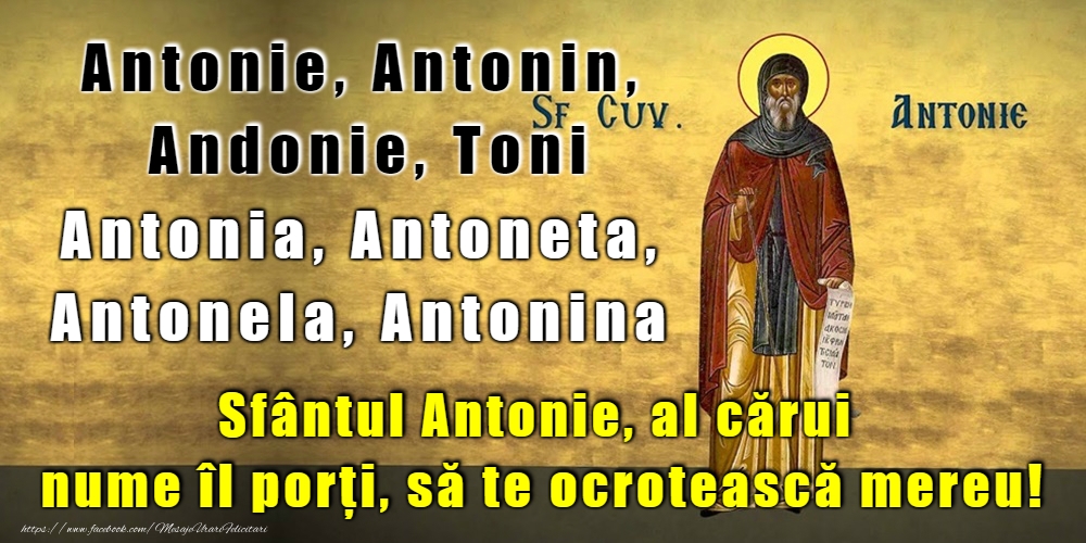 Felicitari de Sfantul Antonie cel Mare - 17 Ianuarie - Sfântul Antonie cel Mare - mesajeurarifelicitari.com