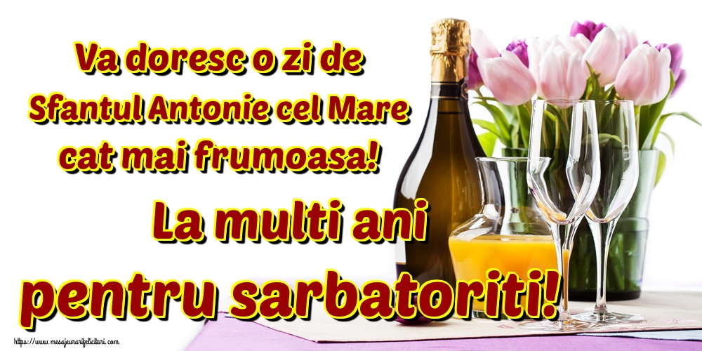 Va doresc o zi de Sfantul Antonie cel Mare cat mai frumoasa! La multi ani pentru sarbatoriti!