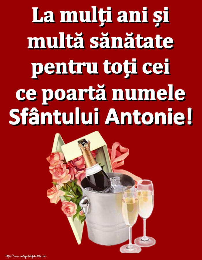 Sfantul Antonie cel Mare La mulți ani și multă sănătate pentru toți cei ce poartă numele Sfântului Antonie! ~ trandafiri si șampanie în gheață