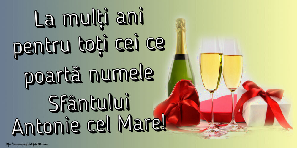 Sfantul Antonie cel Mare La mulți ani pentru toți cei ce poartă numele Sfântului Antonie cel Mare! ~ șampanie și cadouri