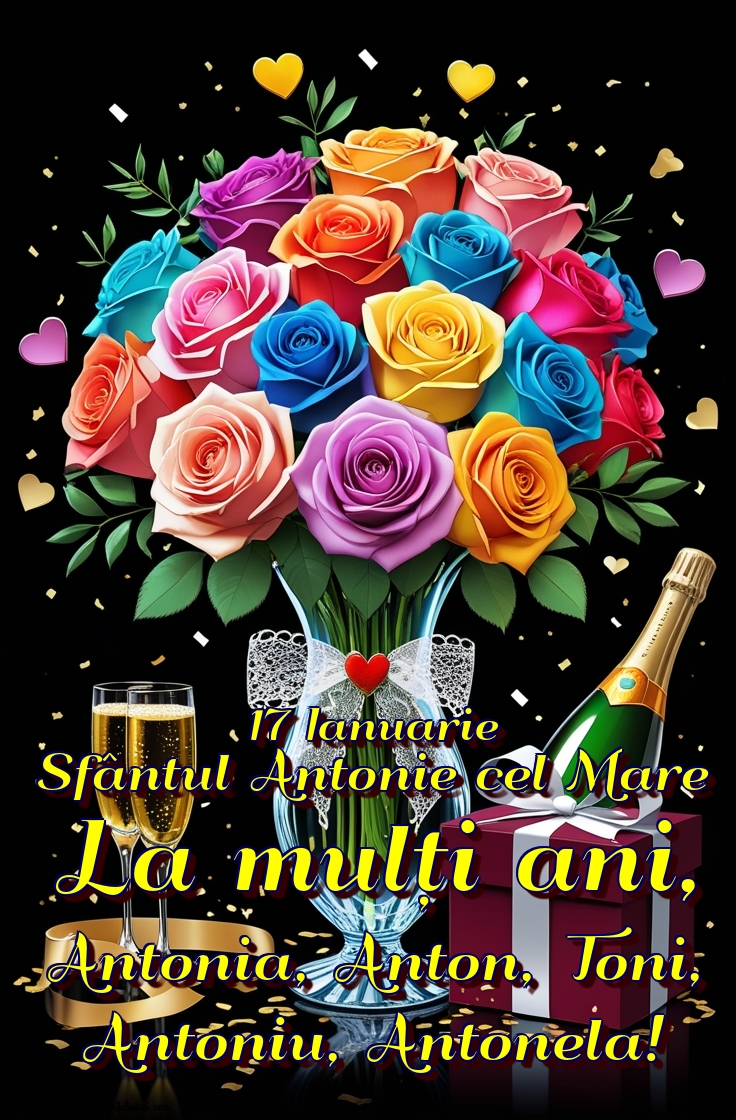 17 Ianuarie Sfântul Antonie cel Mare La mulți ani, Antonia, Anton, Toni, Antoniu, Antonela!