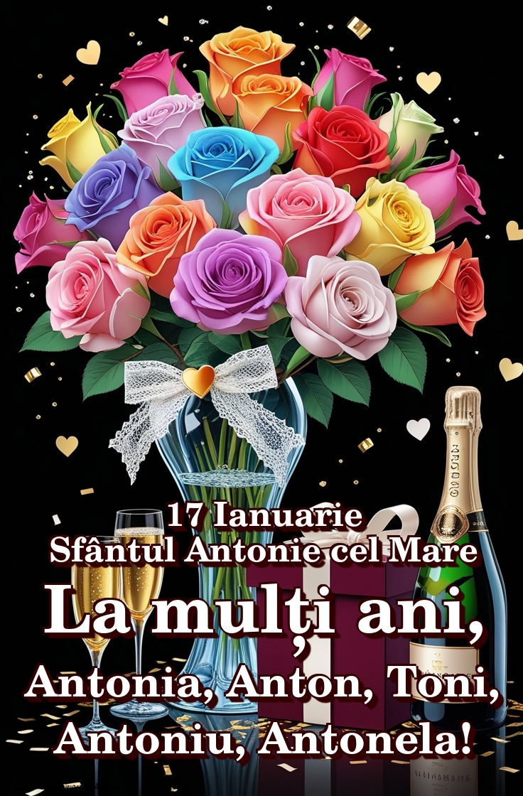 17 Ianuarie Sfântul Antonie cel Mare La mulți ani, Antonia, Anton, Toni, Antoniu, Antonela!