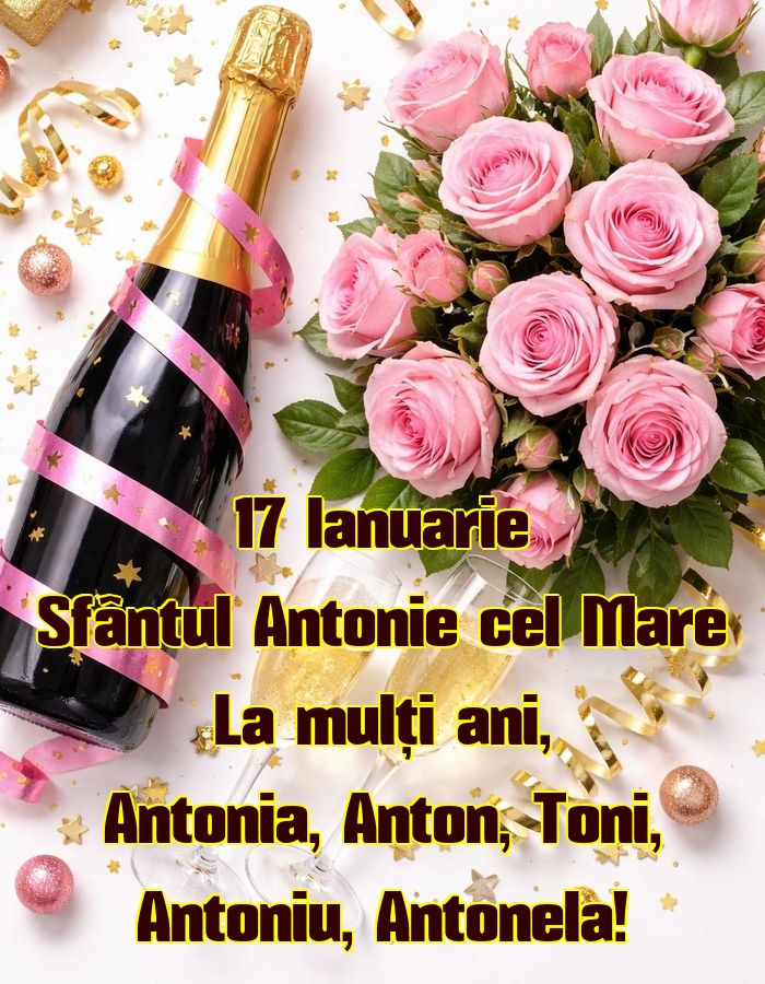 17 Ianuarie Sfântul Antonie cel Mare La mulți ani, Antonia, Anton, Toni, Antoniu, Antonela!