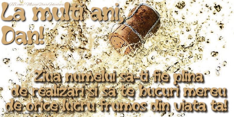 La multi ani, Dan! Ziua numelui sa-ti fie plina de realizari si sa te bucuri mereu de orice lucru frumos din viata ta!