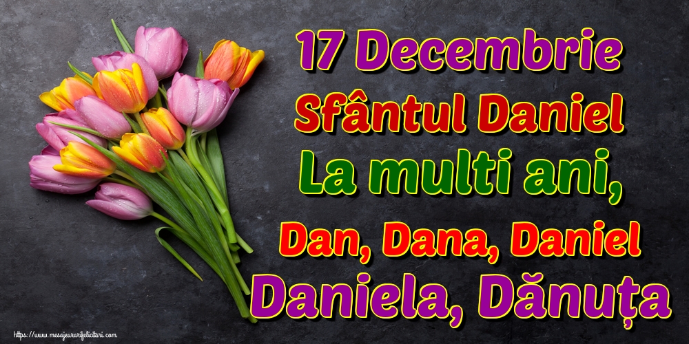 17 Decembrie Sfântul Daniel La multi ani, Dan, Dana, Daniel Daniela, Dănuța