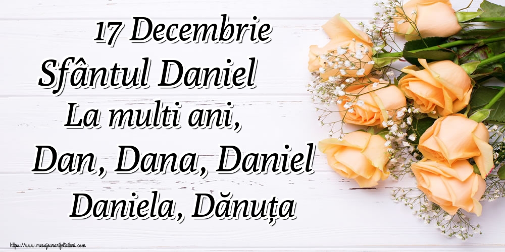 Felicitari de Sfantul Daniel - 17 Decembrie Sfântul Daniel La multi ani, Dan, Dana, Daniel Daniela, Dănuța