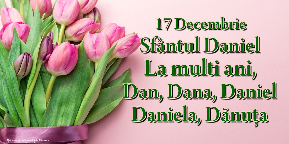 17 Decembrie Sfântul Daniel La multi ani, Dan, Dana, Daniel Daniela, Dănuța