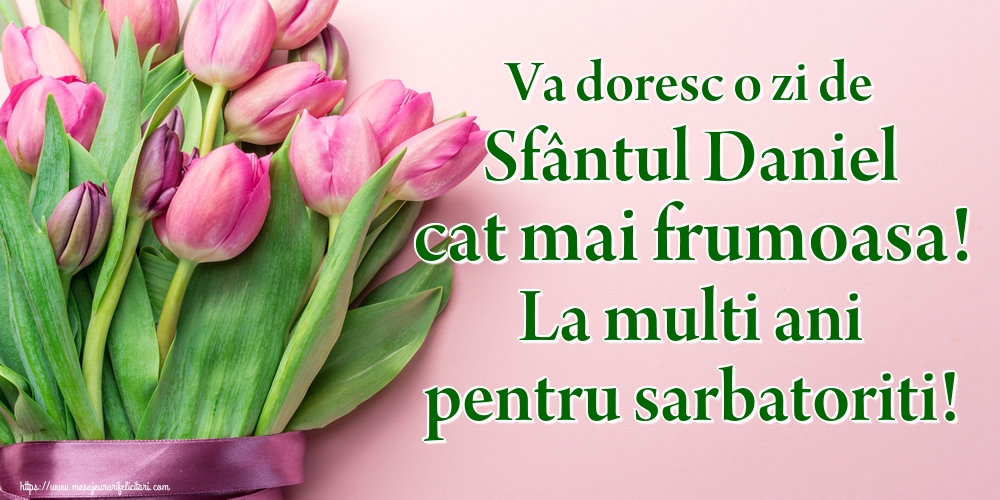 Va doresc o zi de Sfântul Daniel cat mai frumoasa! La multi ani pentru sarbatoriti!