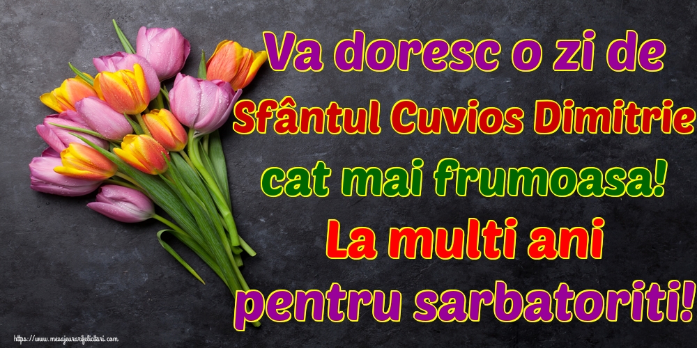 Va doresc o zi de Sfântul Cuvios Dimitrie cat mai frumoasa! La multi ani pentru sarbatoriti!