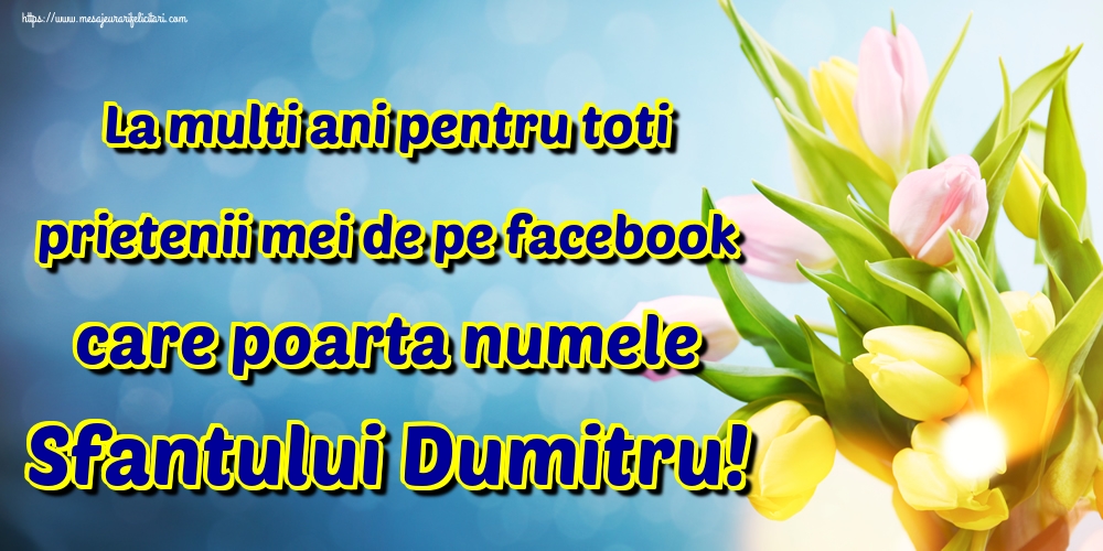 Felicitari de Sfantul Dumitru - La multi ani pentru toti prietenii mei de pe facebook care poarta numele Sfantului Dumitru! - mesajeurarifelicitari.com