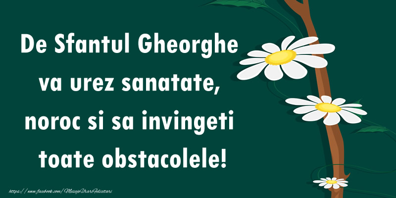 De Sfantul Gheorghe va urez sanatate, noroc si sa invingeti toate obstacolele!