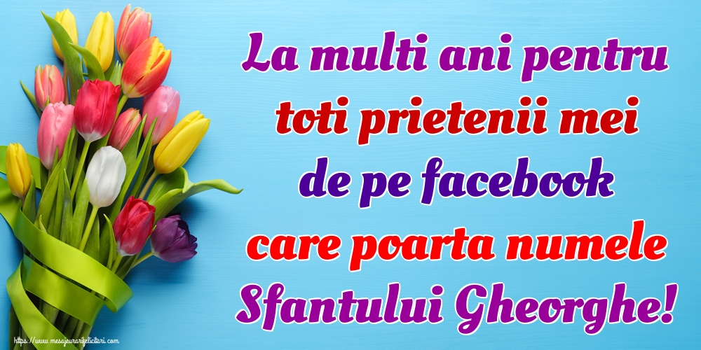 Felicitari de Sfantul Gheorghe - La multi ani pentru toti prietenii mei de pe facebook care poarta numele Sfantului Gheorghe! - mesajeurarifelicitari.com