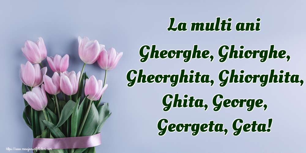 La multi ani Gheorghe, Ghiorghe, Gheorghita, Ghiorghita, Ghita, George, Georgeta, Geta!