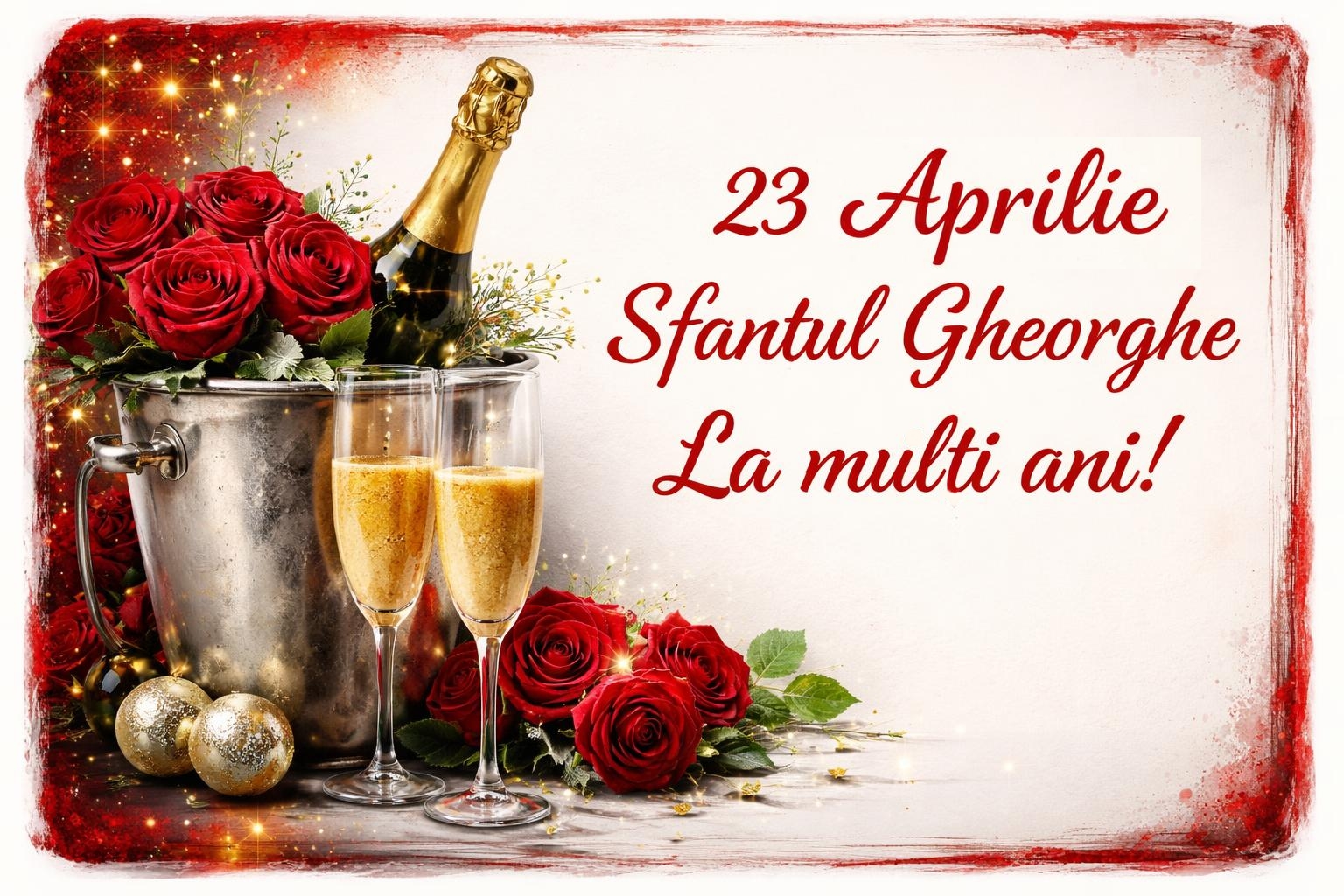 23 Aprilie Sfântul Gheorghe La multi ani! ~ șampanie și inimioare