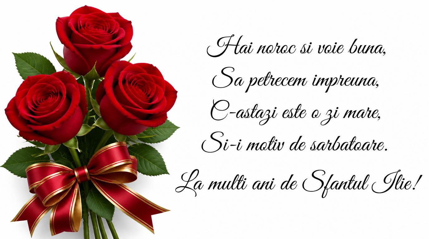 Felicitari de Sfantul Ilie - Hai noroc si voie buna, Sa petrecem impreuna, C-astazi este o zi mare, Si-i motiv de sarbatoare. La multi ani de Sfantul Ilie! - mesajeurarifelicitari.com