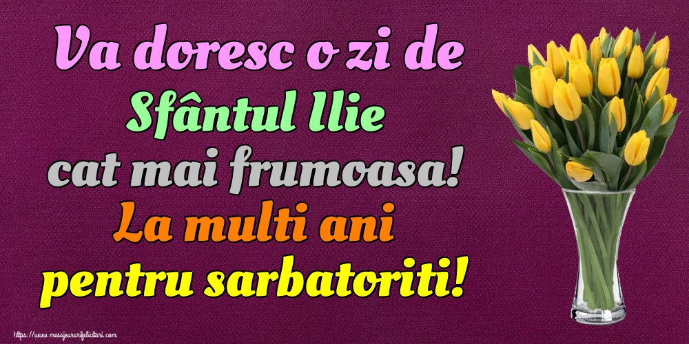 Va doresc o zi de Sfântul Ilie cat mai frumoasa! La multi ani pentru sarbatoriti!