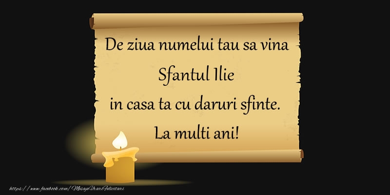 De ziua numelui tau sa vina Sfantul Ilie in casa ta cu daruri sfinte.  La multi ani!