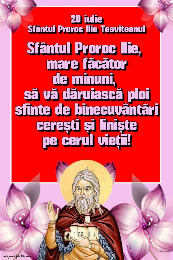 20 iulie - Sfântul Proroc Ilie Tesviteanul Sfântul Proroc Ilie
