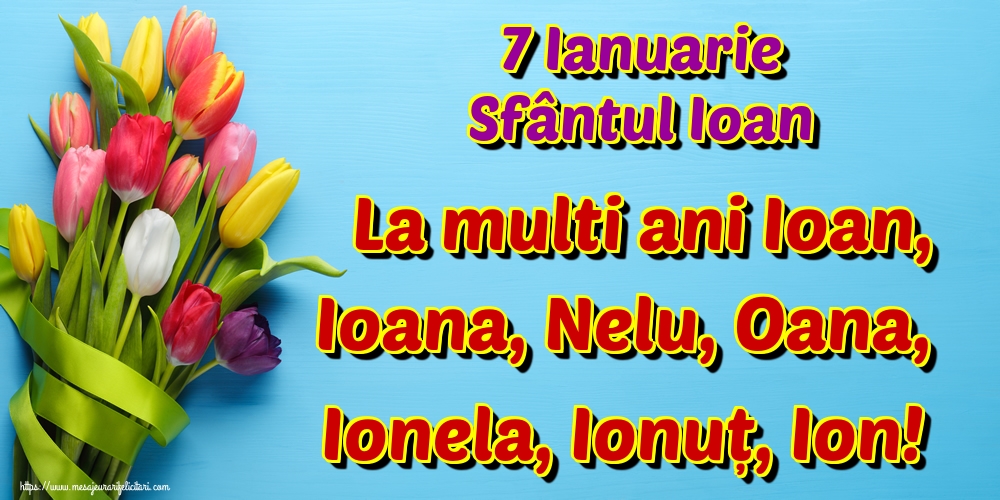 7 Ianuarie Sfântul Ioan La multi ani Ioan, Ioana, Nelu, Oana, Ionela, Ionuț, Ion!