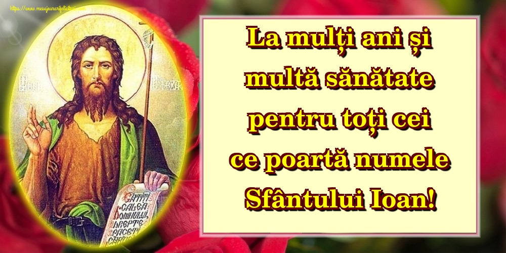 La mulți ani și multă sănătate pentru toți cei ce poartă numele Sfântului Ioan!