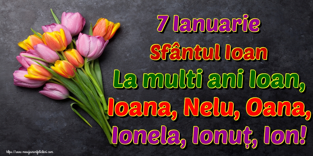 7 Ianuarie Sfântul Ioan La multi ani Ioan, Ioana, Nelu, Oana, Ionela, Ionuț, Ion!