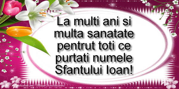 La multi ani si multa sanatate pentrut toti ce purtati numele Sfantului Ioan!