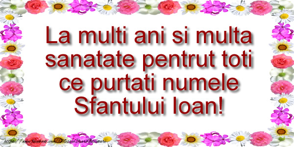 La multi ani si multa sanatate pentrut toti ce purtati numele Sfantului Ioan!