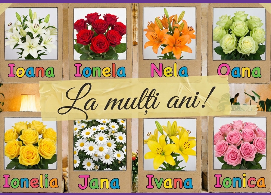 La multi ani, Ioana,  Ionica, Ionela, Nela, Ionica, Oana, Ivana, Jana