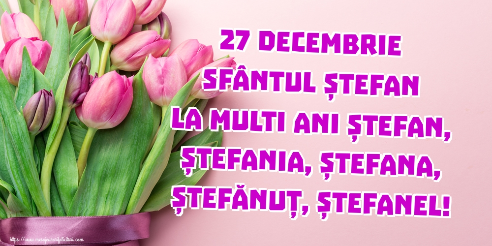 Felicitari de Sfantul Stefan - 27 Decembrie Sfântul Ștefan La multi ani Ștefan, Ștefania, Ștefana, Ștefănuț, Ștefanel! - mesajeurarifelicitari.com
