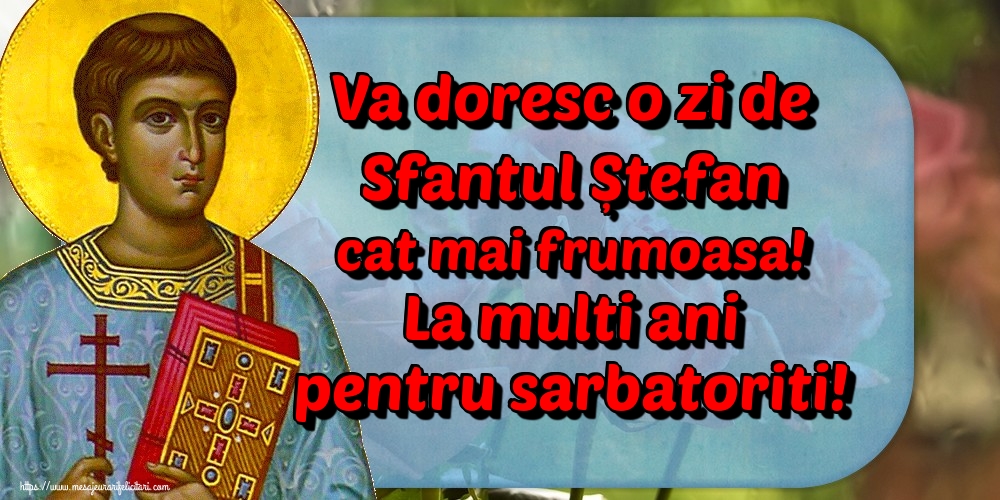 Va doresc o zi de Sfantul Ștefan cat mai frumoasa! La multi ani pentru sarbatoriti!