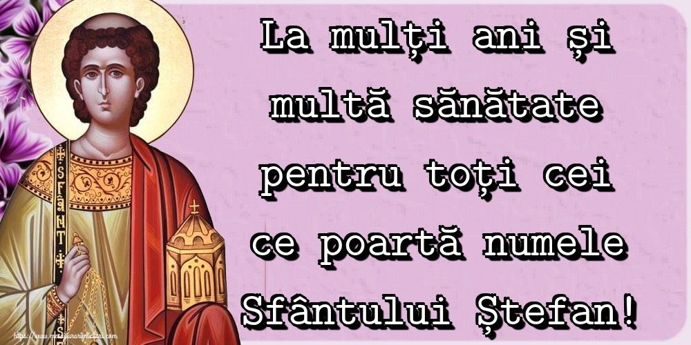 La mulți ani și multă sănătate pentru toți cei ce poartă numele Sfântului Ștefan!