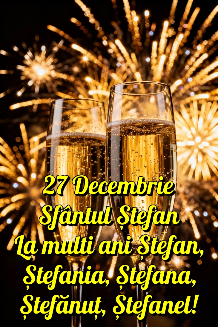 27 Decembrie Sfântul Ștefan La multi ani Ștefan, Ștefania, Ștefana, Ștefănuț, Ștefanel!