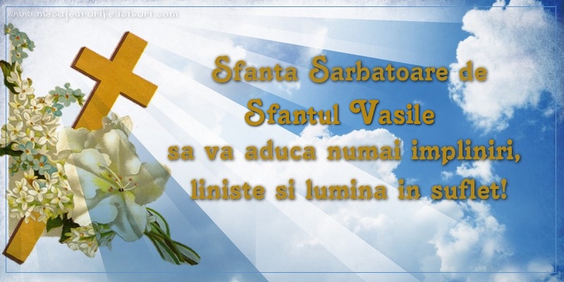 Felicitari de Sfantul Vasile - Sfanta Sarbatoare de Sfantul Vasile sa va aduca numai impliniri, liniste si lumina in suflet! - mesajeurarifelicitari.com