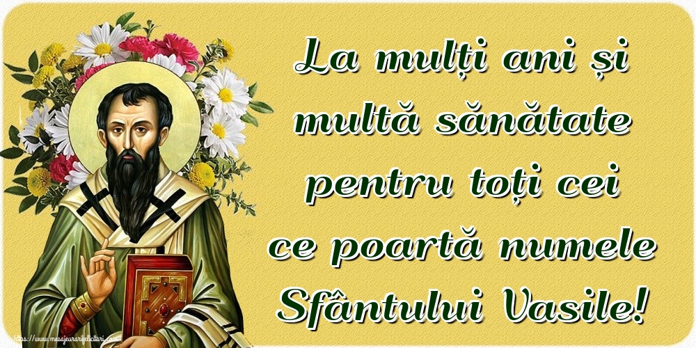 La mulți ani și multă sănătate pentru toți cei ce poartă numele Sfântului Vasile!
