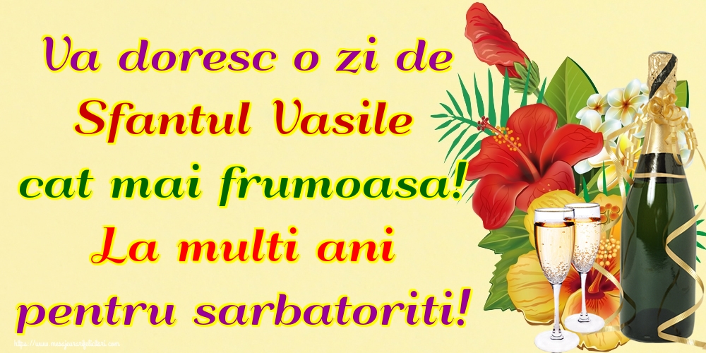 Felicitari de Sfantul Vasile - Va doresc o zi de Sfantul Vasile cat mai frumoasa! La multi ani pentru sarbatoriti! - mesajeurarifelicitari.com