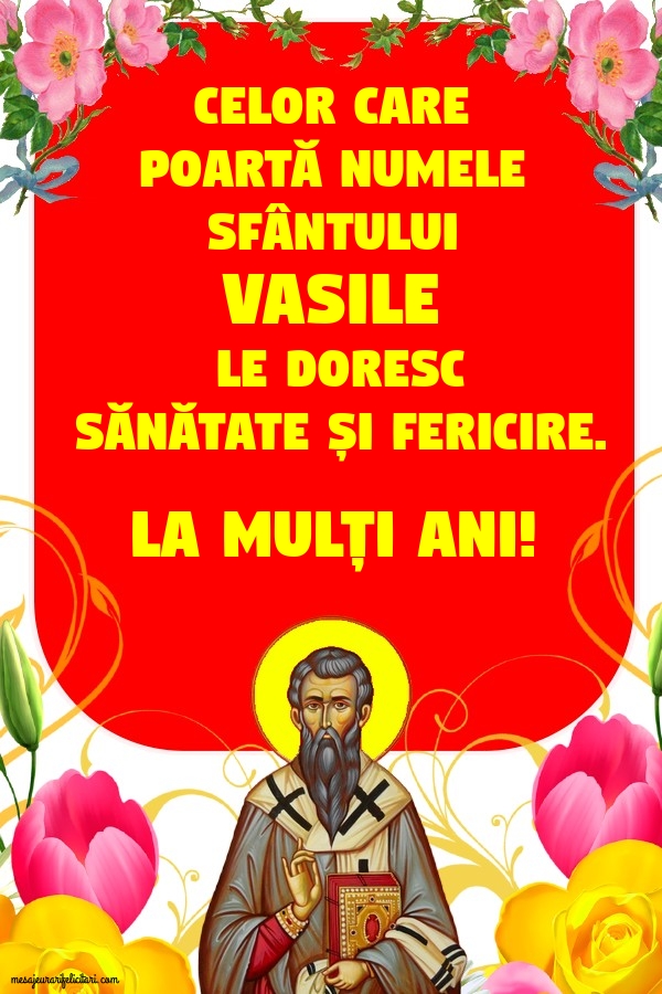 Felicitari de Sfantul Vasile - La mulți ani! - mesajeurarifelicitari.com