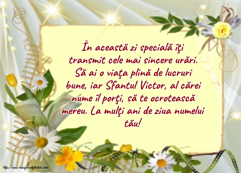 Felicitari de Sfantul Victor - La mulţi ani de ziua numelui tău! - mesajeurarifelicitari.com