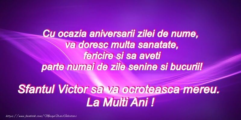 Felicitari de Sfantul Victor - La multi ani de Sfantul Victor! 11 noiembrie - mesajeurarifelicitari.com
